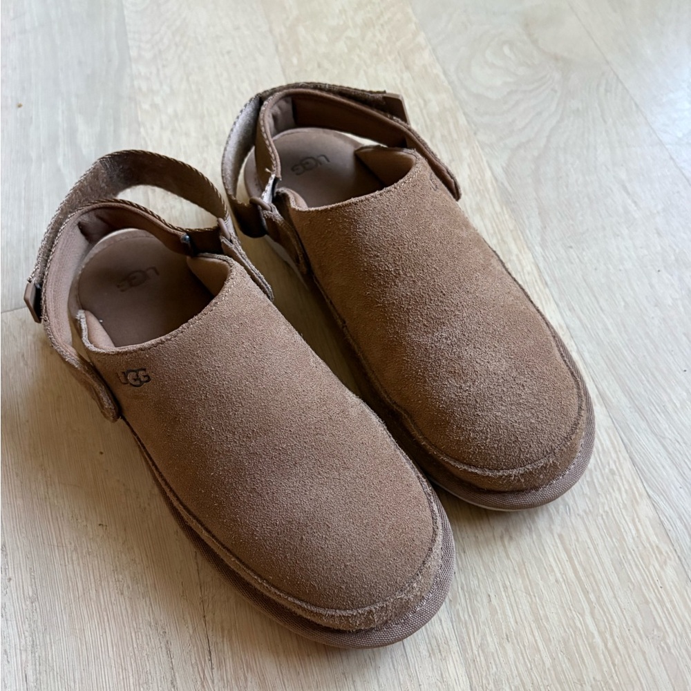 UGG Goldenstar Suede Backstrap Clogs Chestnut